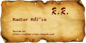 Radler Róza névjegykártya